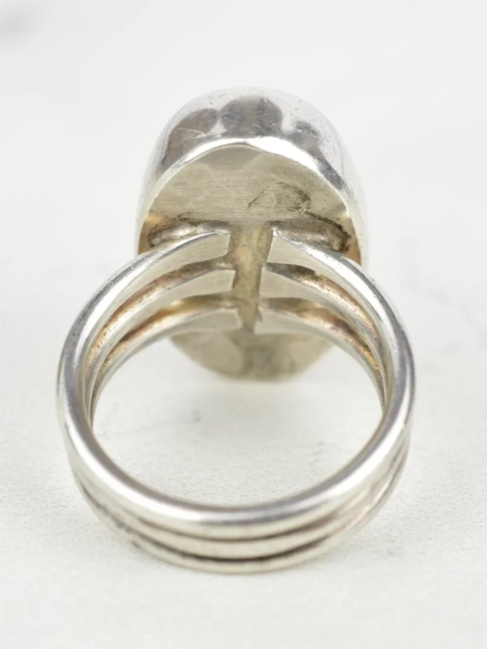 925 Sterling Silver Owyhee Picture Jasper Ring Size 5.75 Triple Wire Band 7.3g